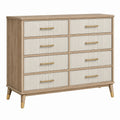 Komoda 120 x 40 x 95 cm beżowo-kremowa z 8 szufladami w stylu retro