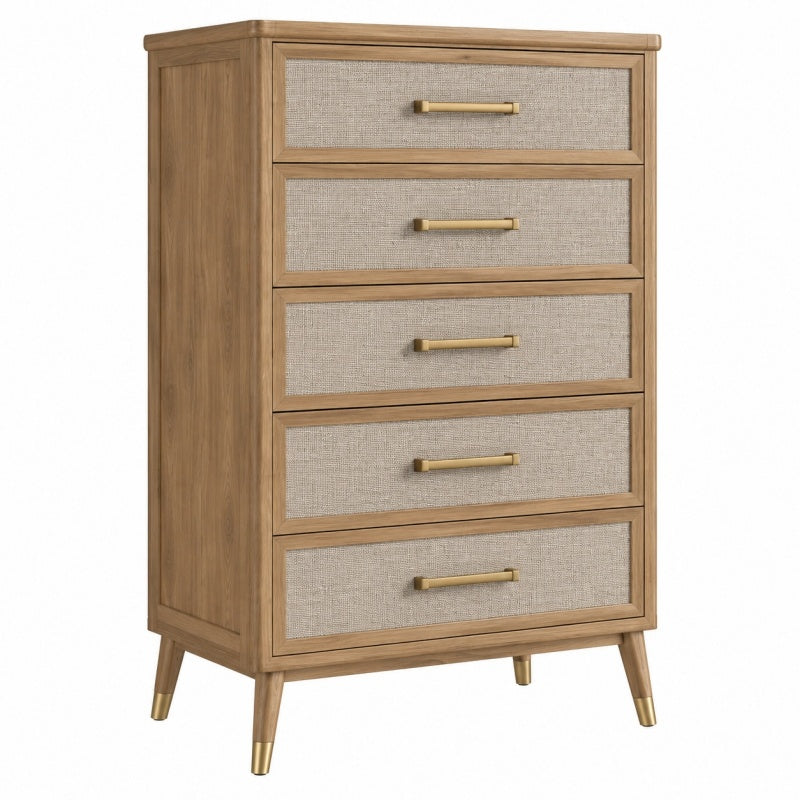 Komoda 80 x 40 x 120 cm z drewna w kolorze naturalnym z 5 szufladami
