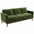 Sofa trzyosobowa 210 x 85 x 85 cm zielona aksamitna w stylu retro