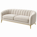 Sofa 3-osobowa 220 x 90 x 78 cm z tkaniny bouclé kremowa w stylu glamour