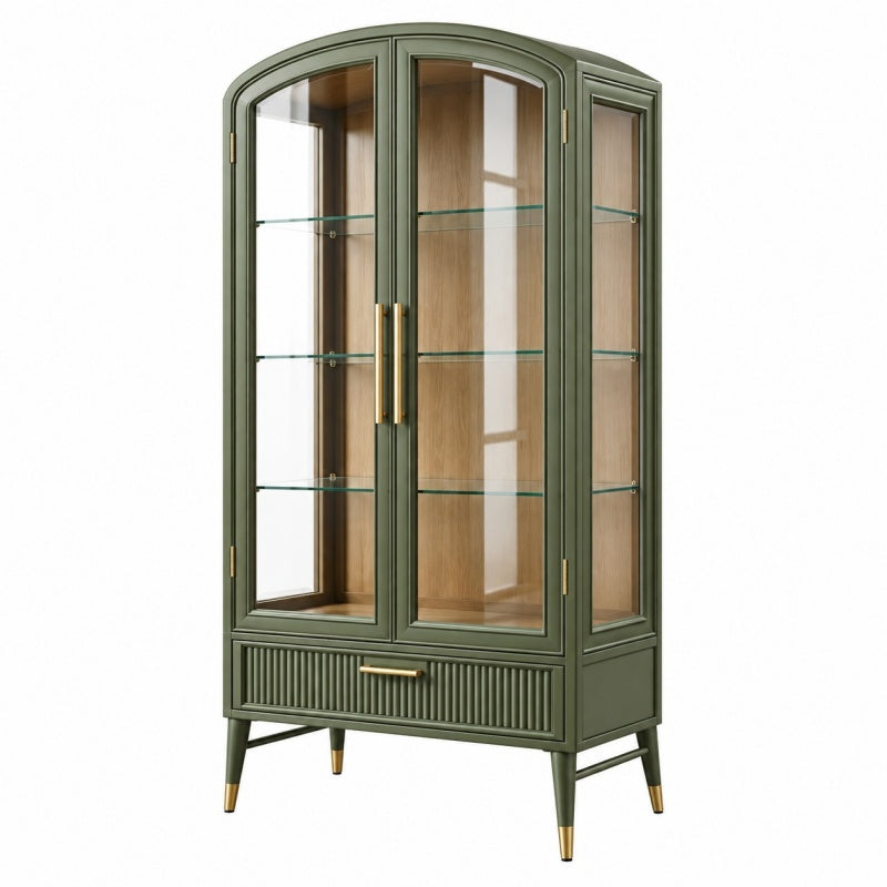 Witryna 90 x 40 x 180 cm z MDF i szkła zielona - do przechowywania i ekspozycji